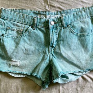 Aqua denim Mossimo distressed jean shorts size 13